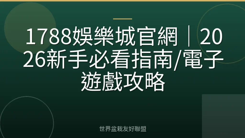 1788娛樂城官網｜2026新手必看指南/電子遊戲攻略