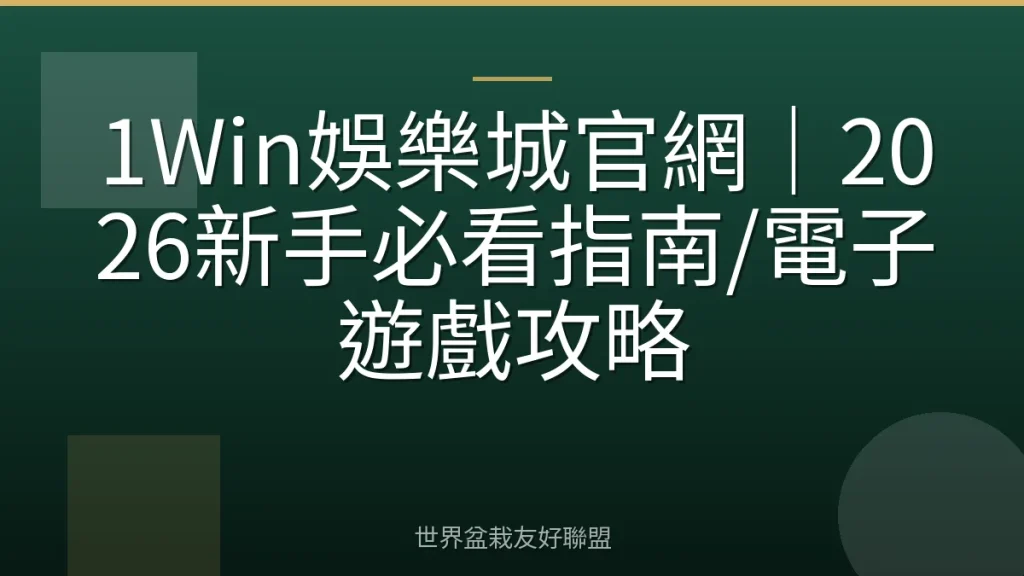 1Win娛樂城官網|2026新手必看指南/電子遊戲攻略