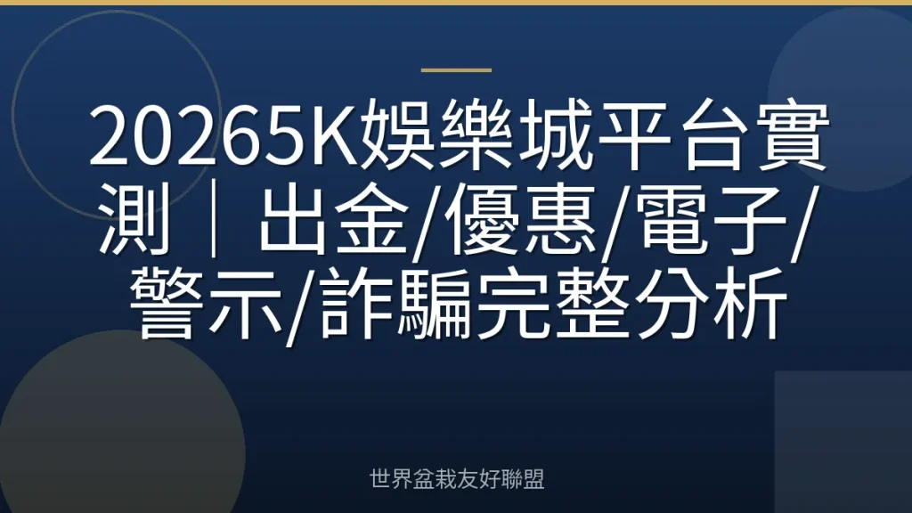 20265K娛樂城平台實測|出金/優惠/電子/警示/詐騙完整分析