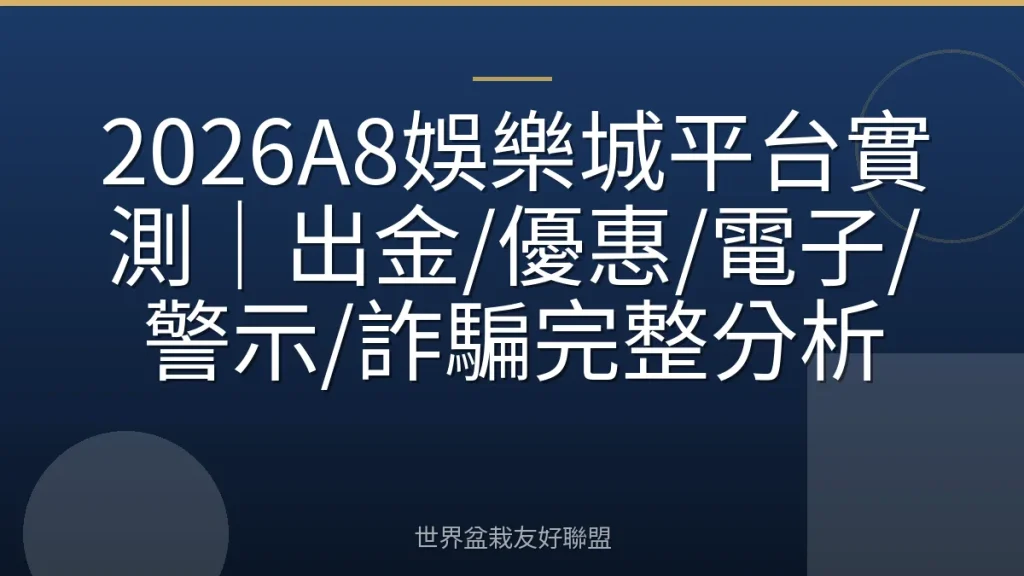 2026A8娛樂城平台實測|出金/優惠/電子/警示/詐騙完整分析