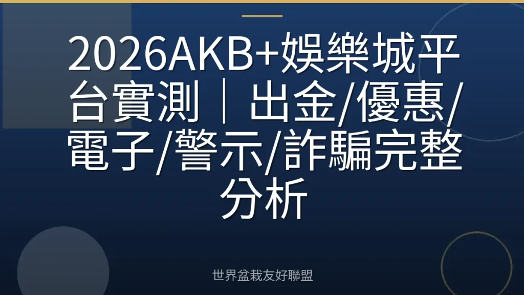 2026AKB+娛樂城平台實測|出金/優惠/電子/警示/詐騙完整分析