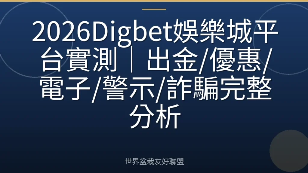 2026Digbet娛樂城平台實測|出金/優惠/電子/警示/詐騙完整分析