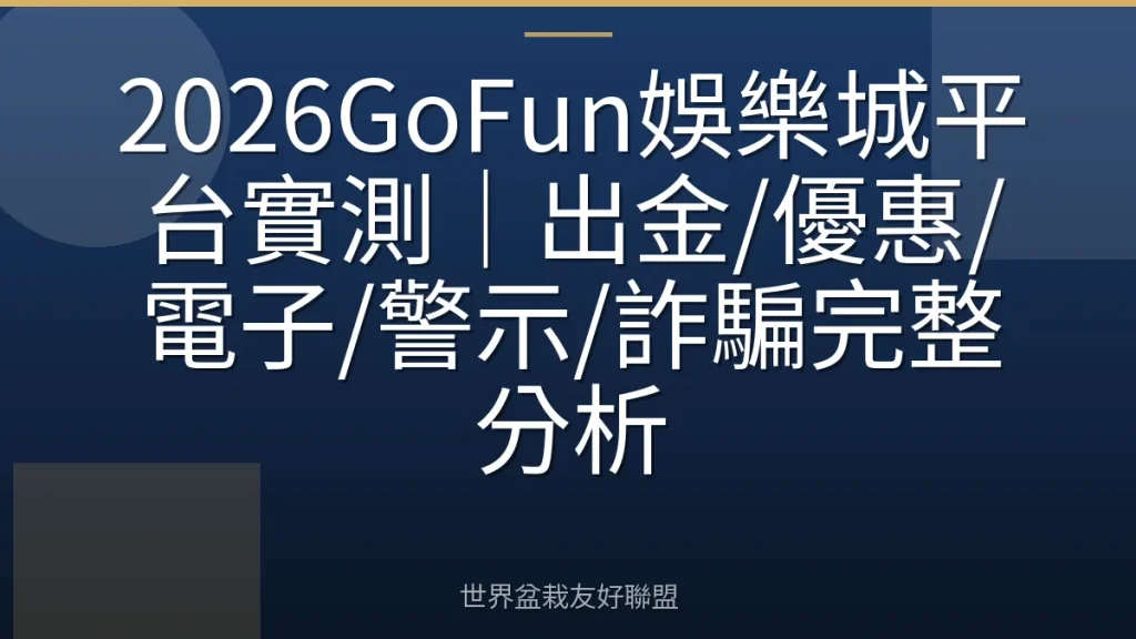 2026GoFun娛樂城平台實測|出金/優惠/電子/警示/詐騙完整分析