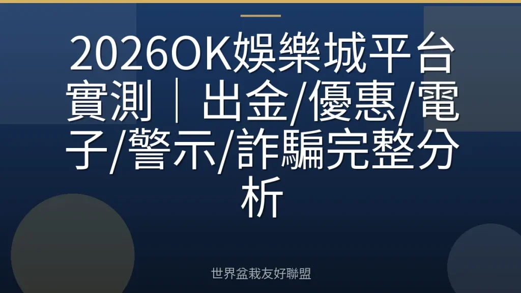 2026OK娛樂城平台實測|出金/優惠/電子/警示/詐騙完整分析