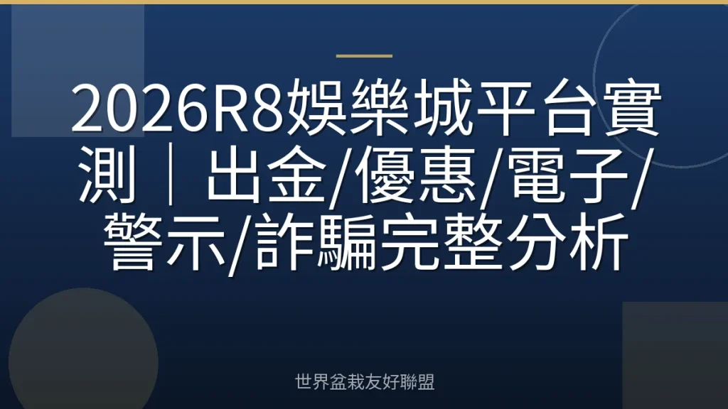 2026R8娛樂城平台實測|出金/優惠/電子/警示/詐騙完整分析