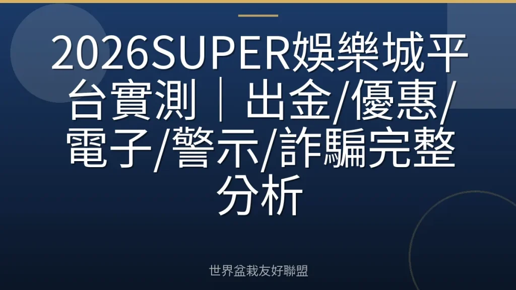 2026SUPER娛樂城平台實測|出金/優惠/電子/警示/詐騙完整分析