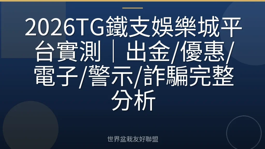2026TG鐵支娛樂城平台實測｜出金/優惠/電子/警示/詐騙完整分析
