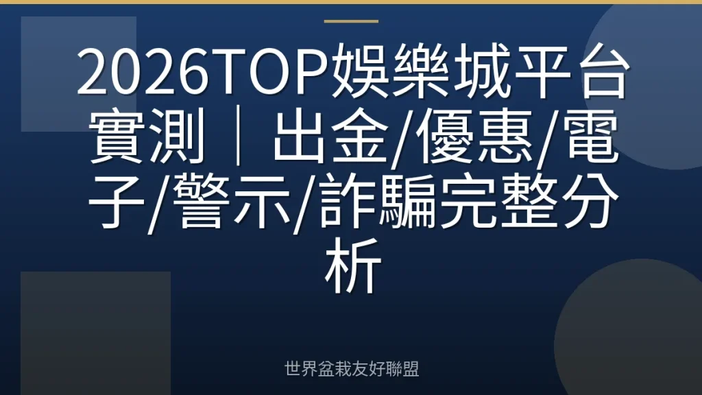 2026TOP娛樂城平台實測|出金/優惠/電子/警示/詐騙完整分析