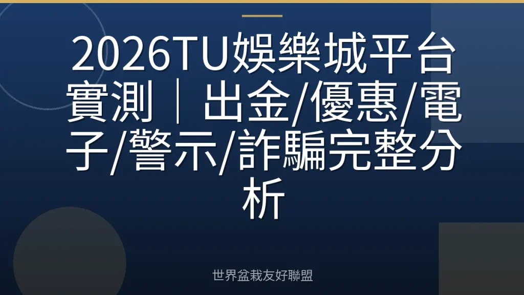 2026TU娛樂城平台實測|出金/優惠/電子/警示/詐騙完整分析