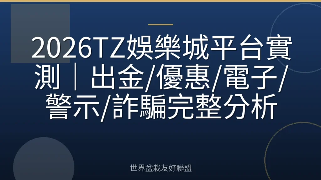2026TZ娛樂城平台實測｜出金/優惠/電子/警示/詐騙完整分析