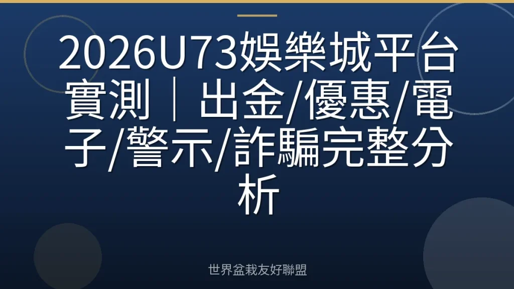 2026U73娛樂城平台實測|出金/優惠/電子/警示/詐騙完整分析