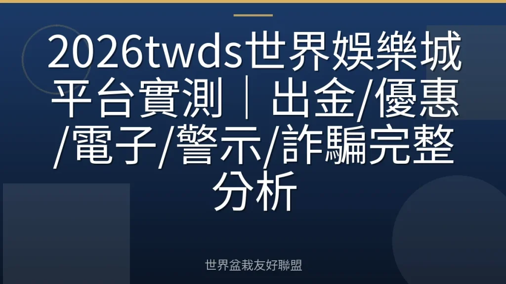 2026twds世界娛樂城平台實測|出金/優惠/電子/警示/詐騙完整分析