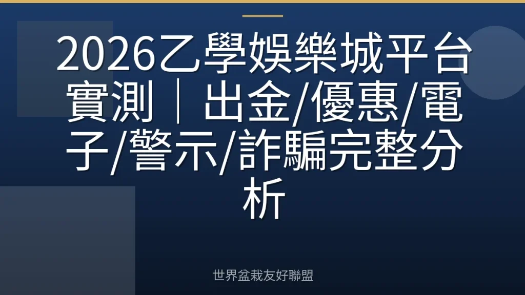 2026乙學娛樂城平台實測|出金/優惠/電子/警示/詐騙完整分析