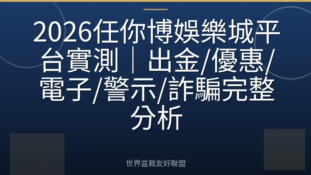 2026任你博娛樂城平台實測|出金/優惠/電子/警示/詐騙完整分析
