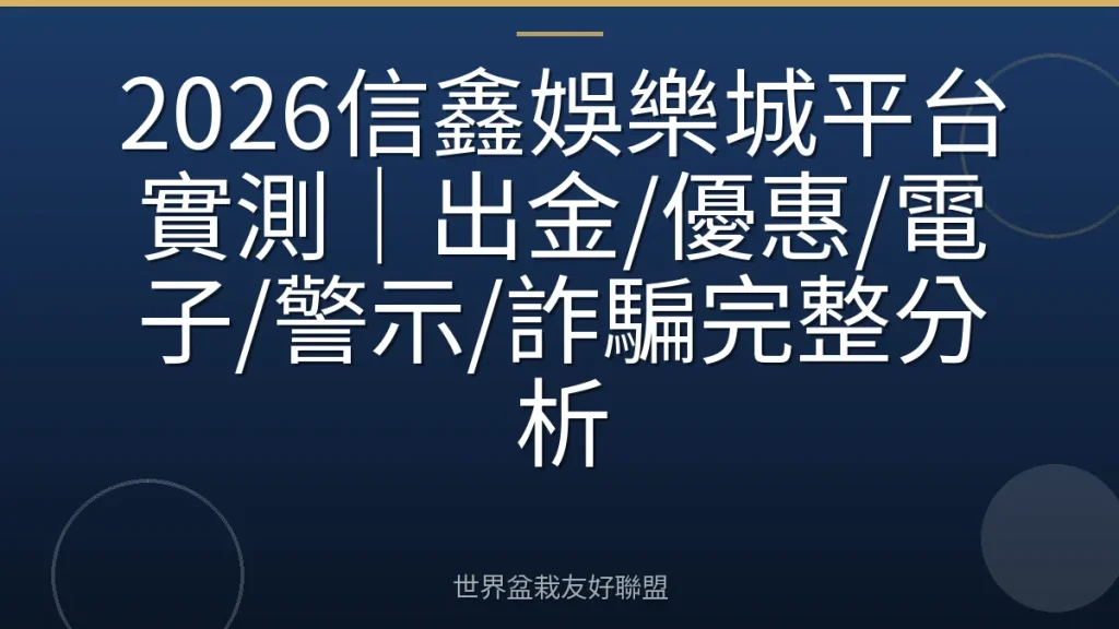 2026信鑫娛樂城平台實測|出金/優惠/電子/警示/詐騙完整分析