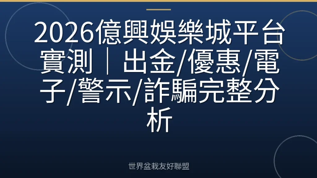 2026億興娛樂城平台實測|出金/優惠/電子/警示/詐騙完整分析