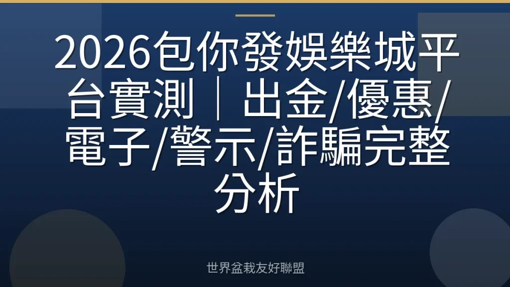 2026包你發娛樂城平台實測｜出金/優惠/電子/警示/詐騙完整分析