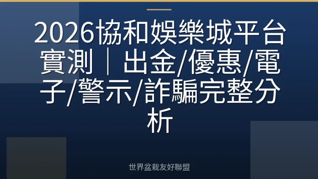 2026協和娛樂城平台實測|出金/優惠/電子/警示/詐騙完整分析