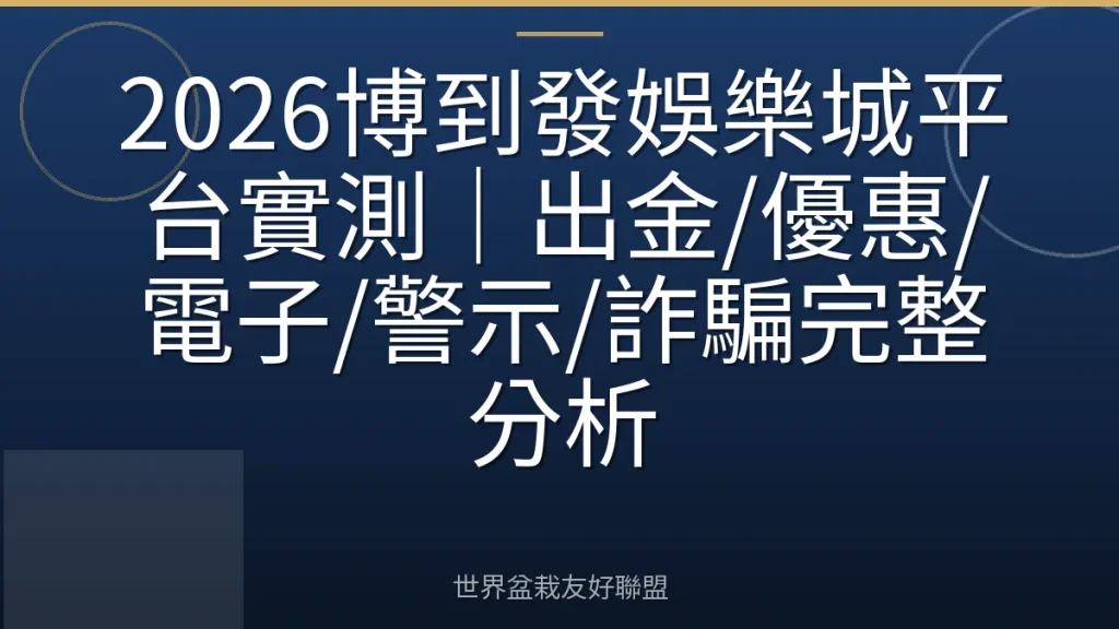 2026博到發娛樂城平台實測|出金/優惠/電子/警示/詐騙完整分析
