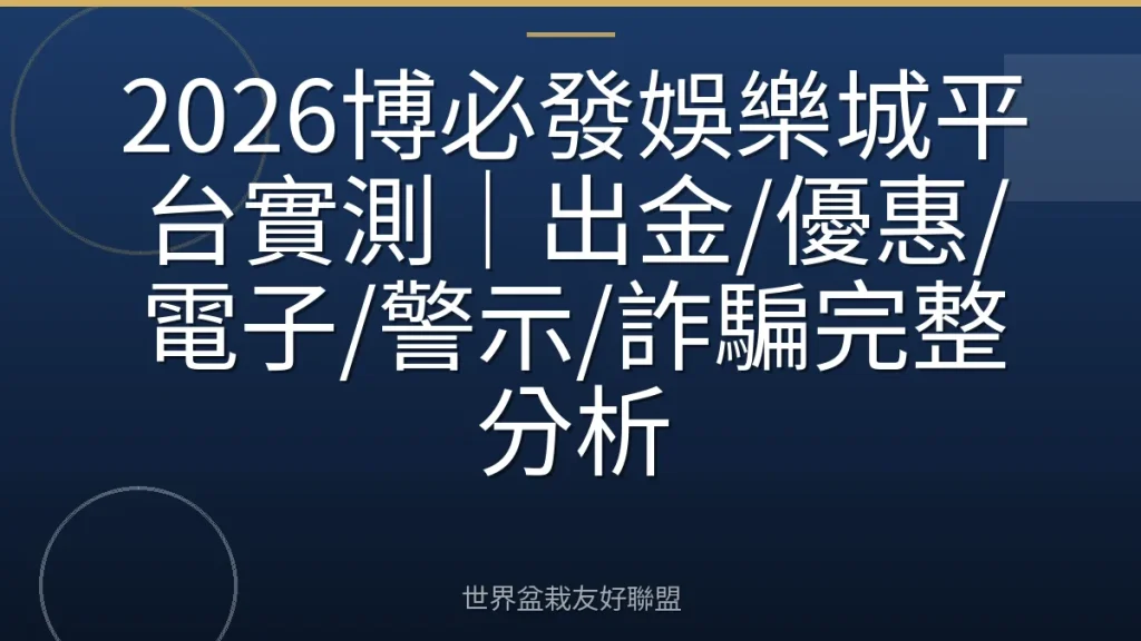 2026博必發娛樂城平台實測｜出金/優惠/電子/警示/詐騙完整分析
