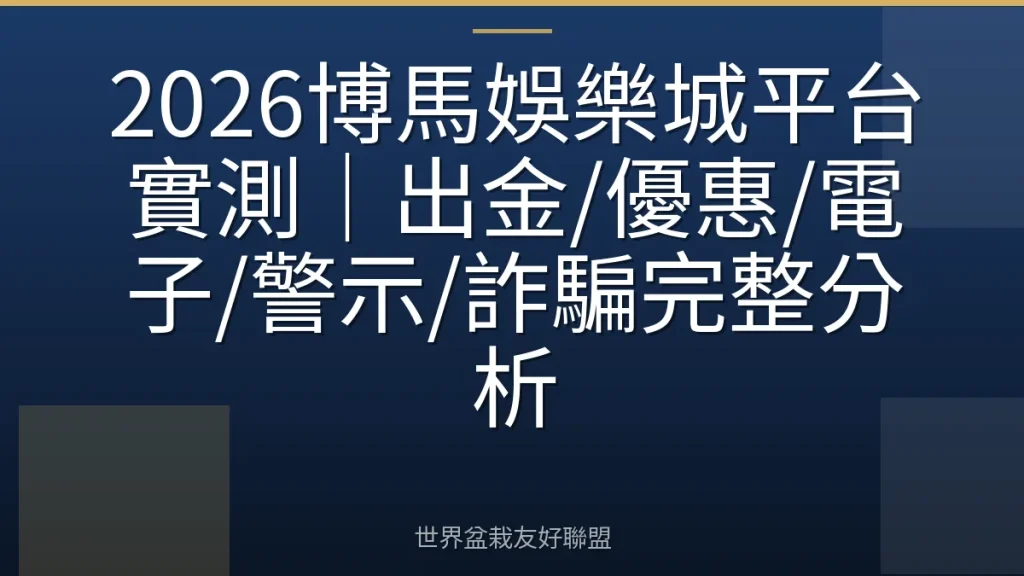 2026博馬娛樂城平台實測|出金/優惠/電子/警示/詐騙完整分析