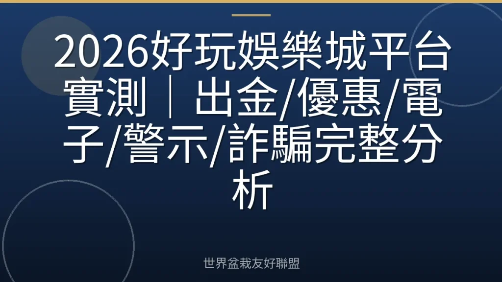 2026好玩娛樂城平台實測|出金/優惠/電子/警示/詐騙完整分析