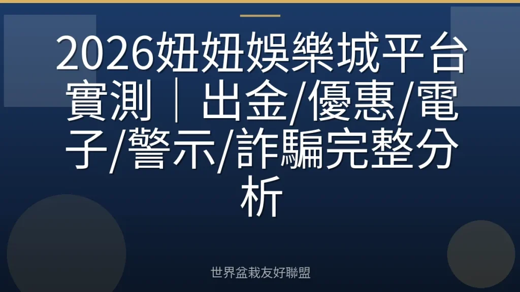 2026妞妞娛樂城平台實測|出金/優惠/電子/警示/詐騙完整分析