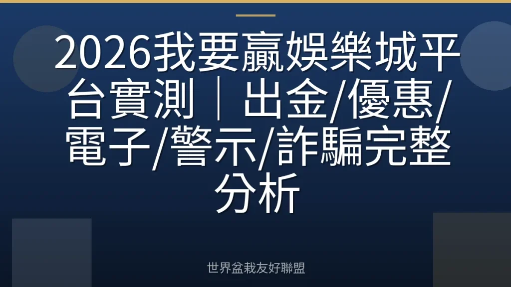 2026我要贏娛樂城平台實測|出金/優惠/電子/警示/詐騙完整分析