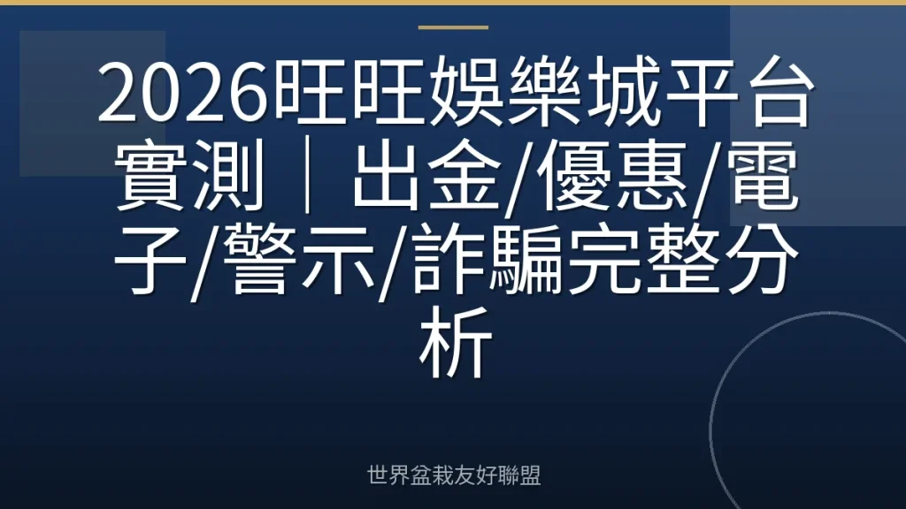 2026旺旺娛樂城平台實測|出金/優惠/電子/警示/詐騙完整分析