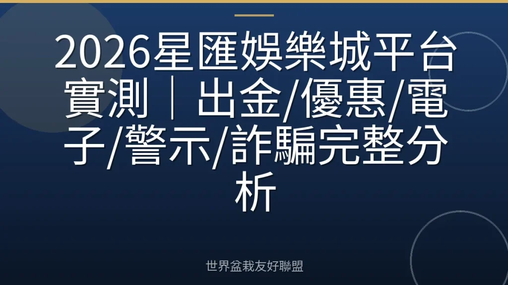 2026星匯娛樂城平台實測|出金/優惠/電子/警示/詐騙完整分析