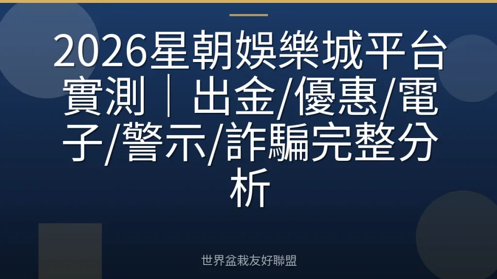 2026星朝娛樂城平台實測｜出金/優惠/電子/警示/詐騙完整分析