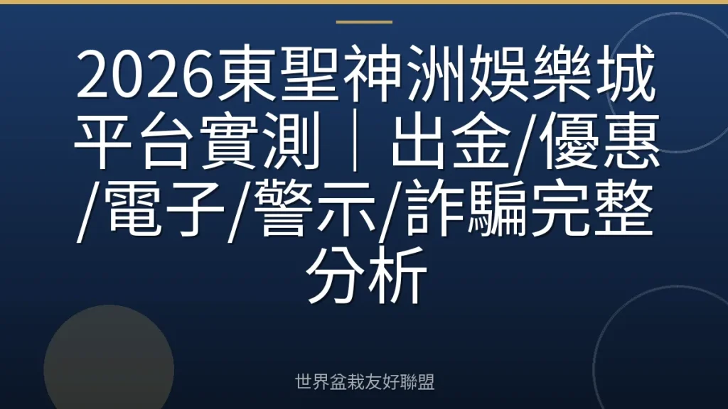 2026東聖神洲娛樂城平台實測|出金/優惠/電子/警示/詐騙完整分析