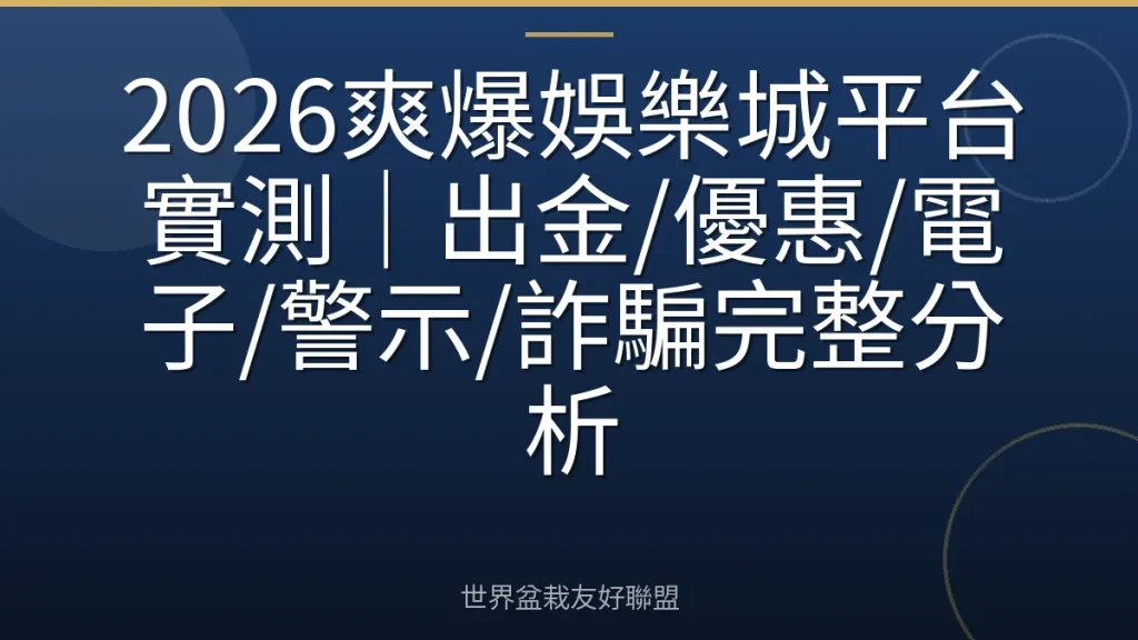 2026爽爆娛樂城平台實測|出金/優惠/電子/警示/詐騙完整分析