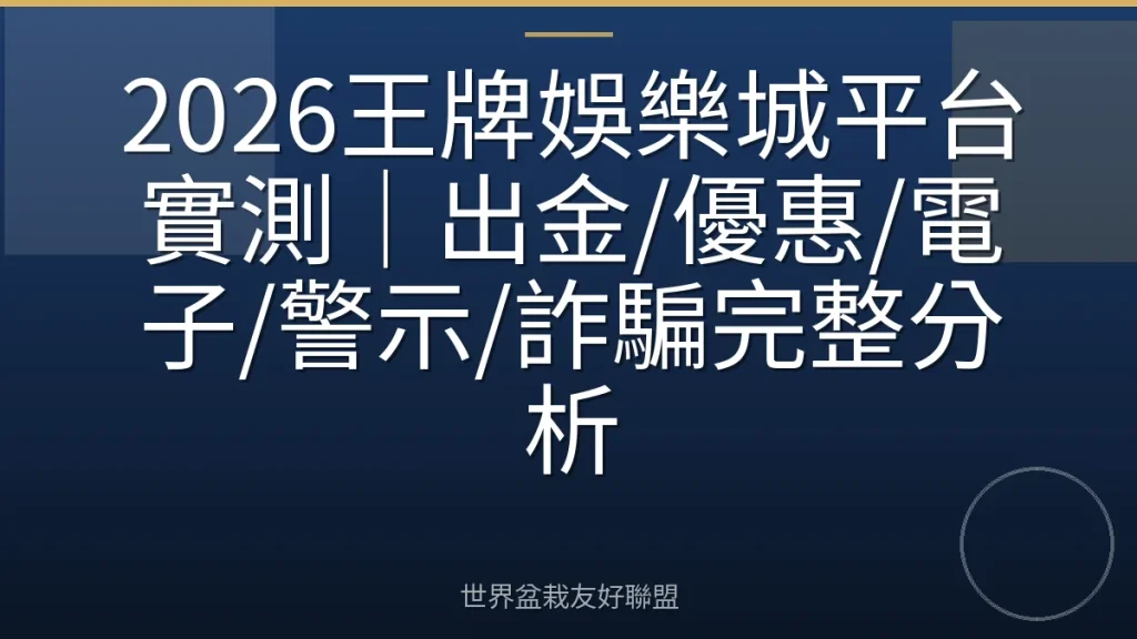 2026王牌娛樂城平台實測|出金/優惠/電子/警示/詐騙完整分析