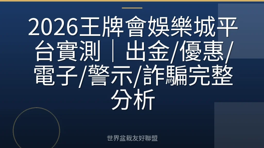 2026王牌會娛樂城平台實測｜出金/優惠/電子/警示/詐騙完整分析