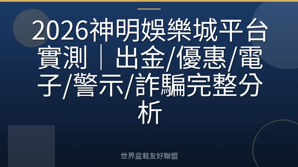 2026神明娛樂城平台實測|出金/優惠/電子/警示/詐騙完整分析