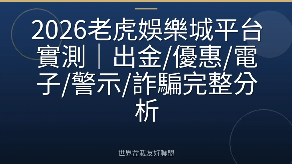 2026老虎娛樂城平台實測|出金/優惠/電子/警示/詐騙完整分析