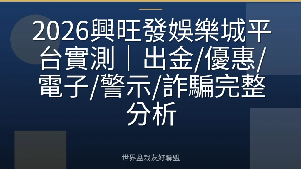 2026興旺發娛樂城平台實測|出金/優惠/電子/警示/詐騙完整分析