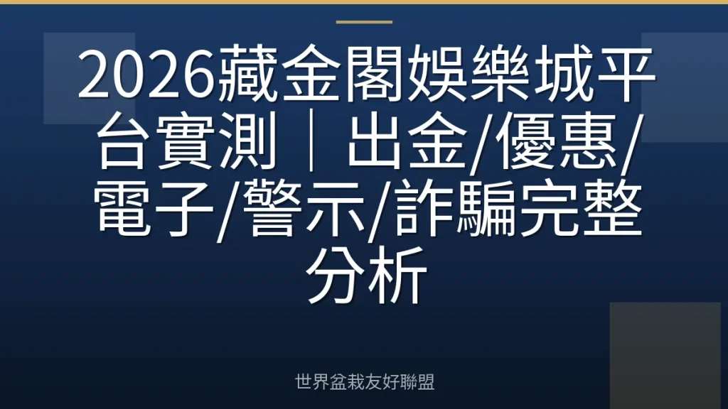 2026藏金閣娛樂城平台實測|出金/優惠/電子/警示/詐騙完整分析