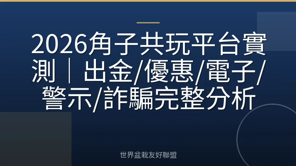 2026角子共玩平台實測|出金/優惠/電子/警示/詐騙完整分析