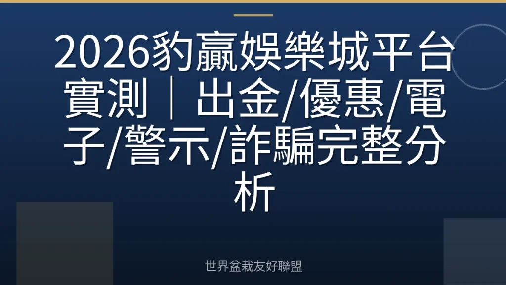 2026豹贏娛樂城平台實測|出金/優惠/電子/警示/詐騙完整分析