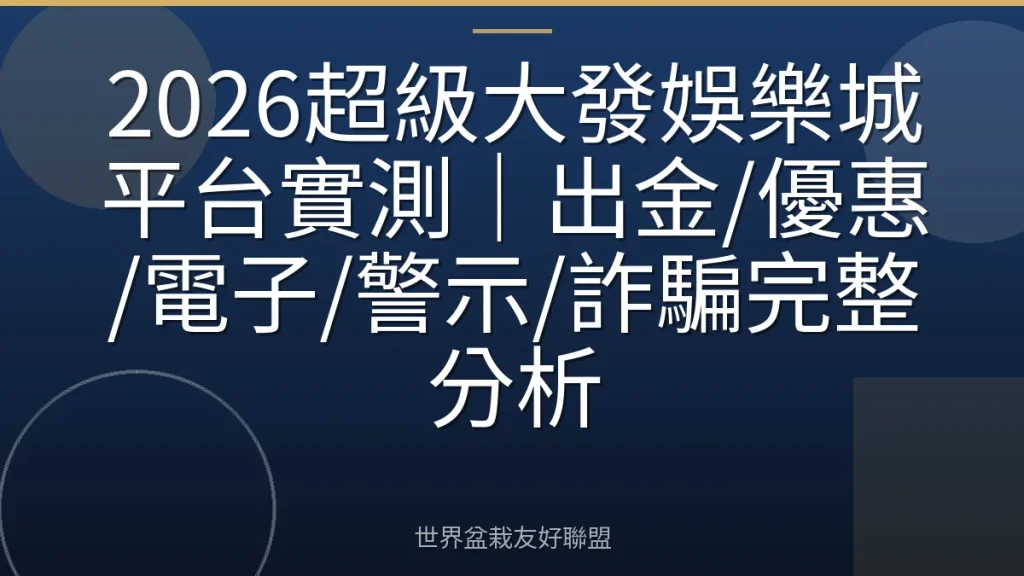 2026超級大發娛樂城平台實測|出金/優惠/電子/警示/詐騙完整分析