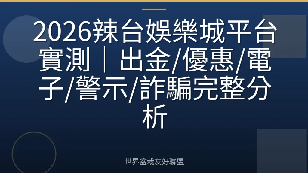 2026辣台娛樂城平台實測|出金/優惠/電子/警示/詐騙完整分析