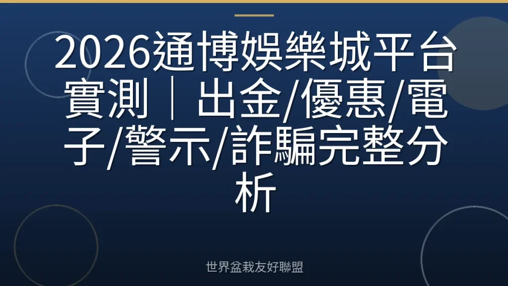 2026通博娛樂城平台實測|出金/優惠/電子/警示/詐騙完整分析