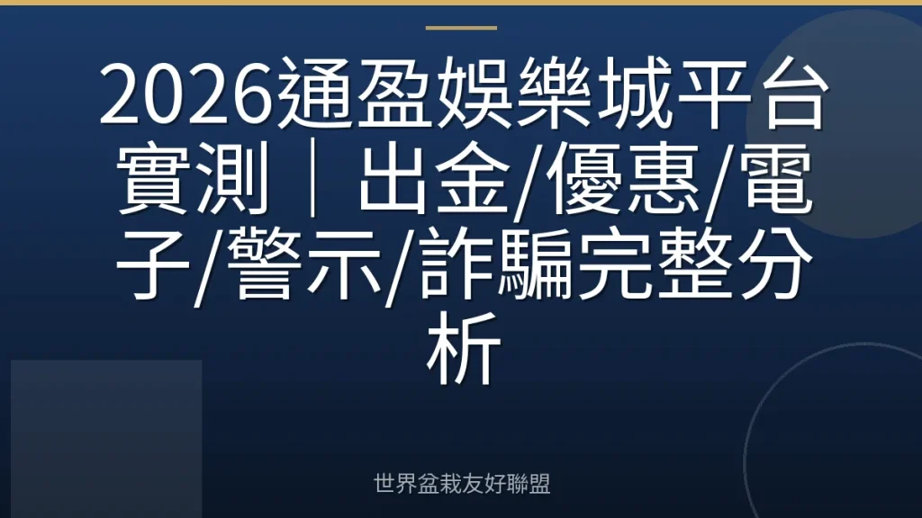 2026通盈娛樂城平台實測|出金/優惠/電子/警示/詐騙完整分析