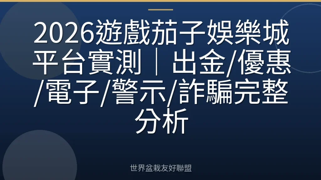 2026遊戲茄子娛樂城平台實測|出金/優惠/電子/警示/詐騙完整分析