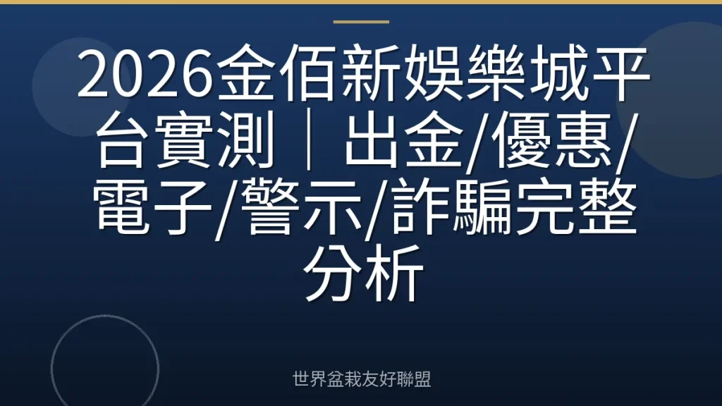 2026金佰新娛樂城平台實測|出金/優惠/電子/警示/詐騙完整分析