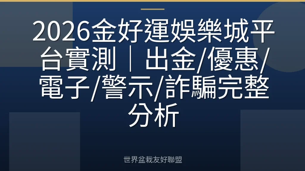 2026金好運娛樂城平台實測｜出金/優惠/電子/警示/詐騙完整分析