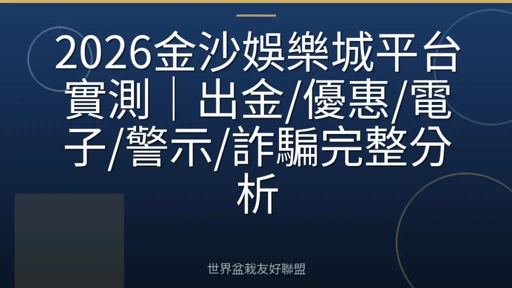 2026金沙娛樂城平台實測|出金/優惠/電子/警示/詐騙完整分析