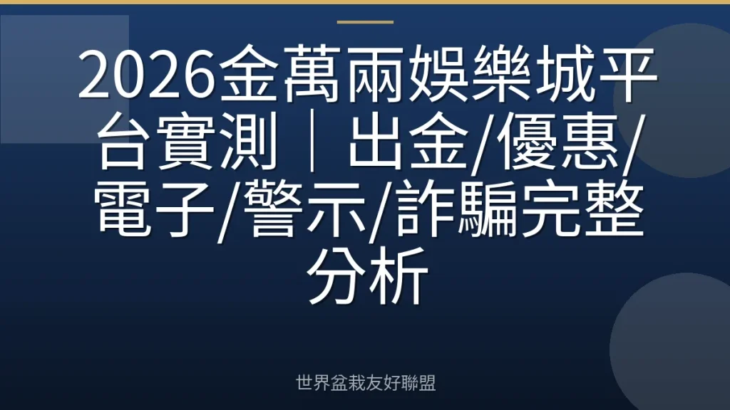 2026金萬兩娛樂城平台實測|出金/優惠/電子/警示/詐騙完整分析